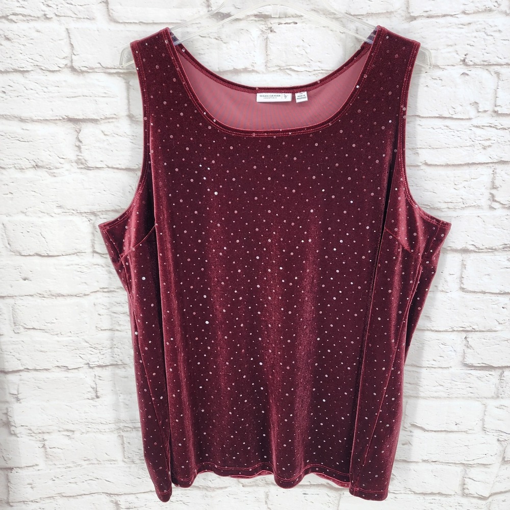 Susan Graver Velvet Top Glitter Shimmer Glam Dark Romance Gothic Party Indie 2X